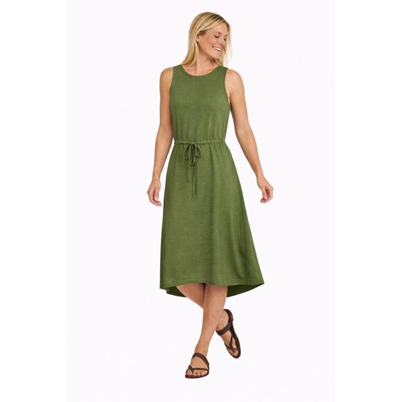 The Limited Dresses & Skirts - The Limited Olive Green Sleeveless Midi Dress W/ Drawstring Waist Medium
